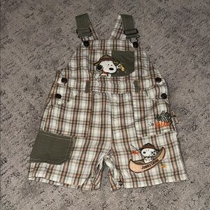 Vintage Snoopy Safari Overalls 12 Months